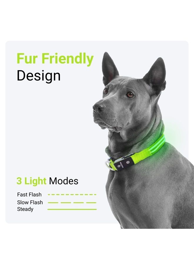 Tractive LED Light Up Dog Collar USB Rechargeable Waterproof (Green) - Image 2