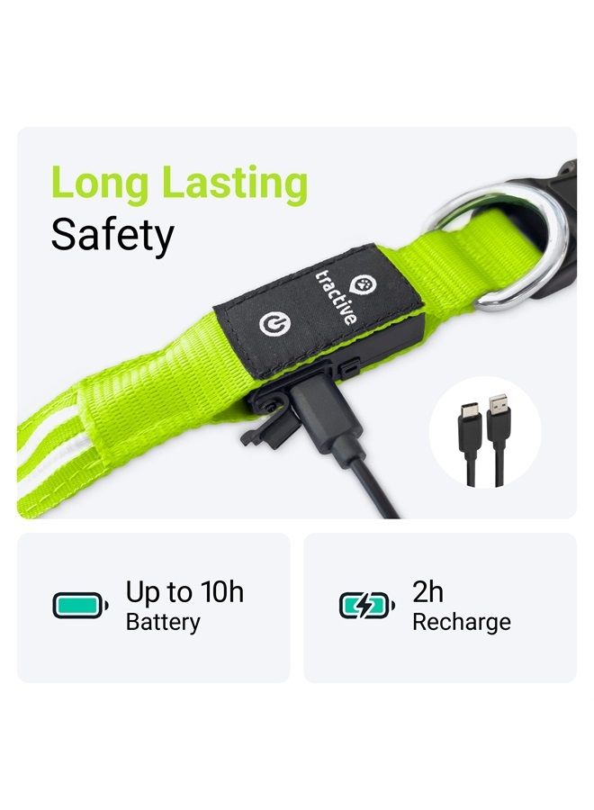 Tractive LED Light Up Dog Collar USB Rechargeable Waterproof (Green) - Image 4