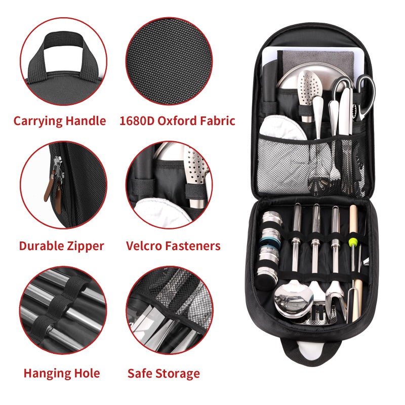 Freehiker Camping Cooking Utensils Set - Camping Essentials Accessories Gear Must Haves - Camper Tent Kitchen Equipment RV Cookware Supplies Gadgets Outdoor Stove Portable Picnic Gifts BBQ Stuff - Image 2