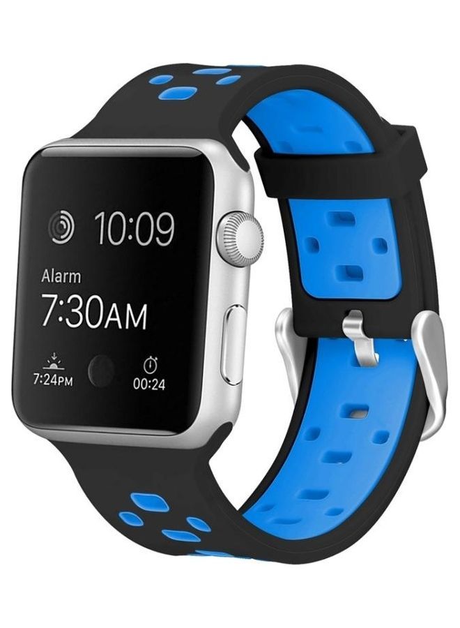 NIBEMINENT Ethnic Replacement Watchband for Apple Watch Series 1/2/3/4/5/6/7/SE 38/40/41mm Black/Blue - Image 4