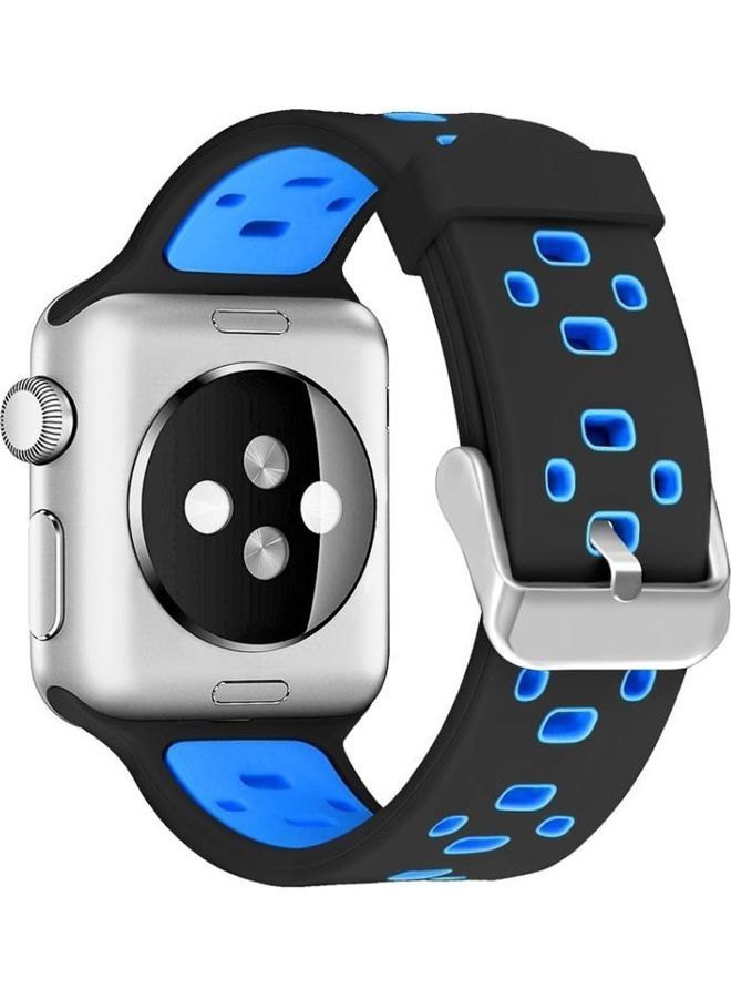 NIBEMINENT Ethnic Replacement Watchband for Apple Watch Series 1/2/3/4/5/6/7/SE 38/40/41mm Black/Blue - Image 2