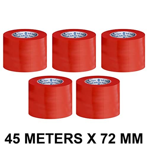 VCR RED Strong Acrylic Transparent Adhesive - Double Sided Heat Resistant - (Polyester Tape) - 45 Meters in Length - 72mm Width - 5 Roll Per Pack - Image 2