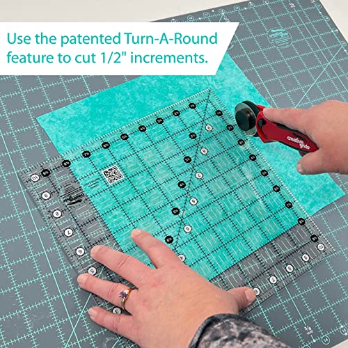 Creative Grids Quilt Ruler 10-1/2in x 10-1/2in Square – CGR10 – Made in USA, Non-Slip Grip Acrylic Quilting, Sewing, Crafting, Patchwork Ruler for Measuring & Cutting Fabric - Image 2