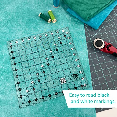 Creative Grids Quilt Ruler 10-1/2in x 10-1/2in Square – CGR10 – Made in USA, Non-Slip Grip Acrylic Quilting, Sewing, Crafting, Patchwork Ruler for Measuring & Cutting Fabric - Image 3
