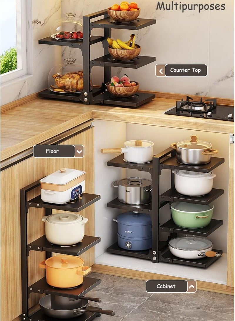 TYCOM Pots and Pans Organizer for Cabinet,Kitchen Organizer and Storage Rack,Space Saving Stand with Adjustable Dividers,7 Layer Double Sided With Panel Black. - Image 5