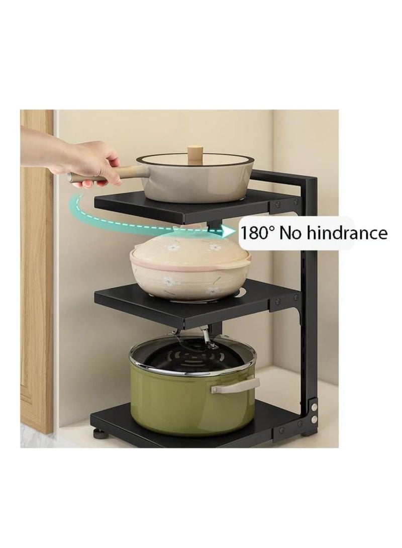 TYCOM Pots and Pans Organizer for Cabinet,Kitchen Organizer and Storage Rack,Space Saving Stand with Adjustable Dividers,7 Layer Double Sided With Panel Black. - Image 4