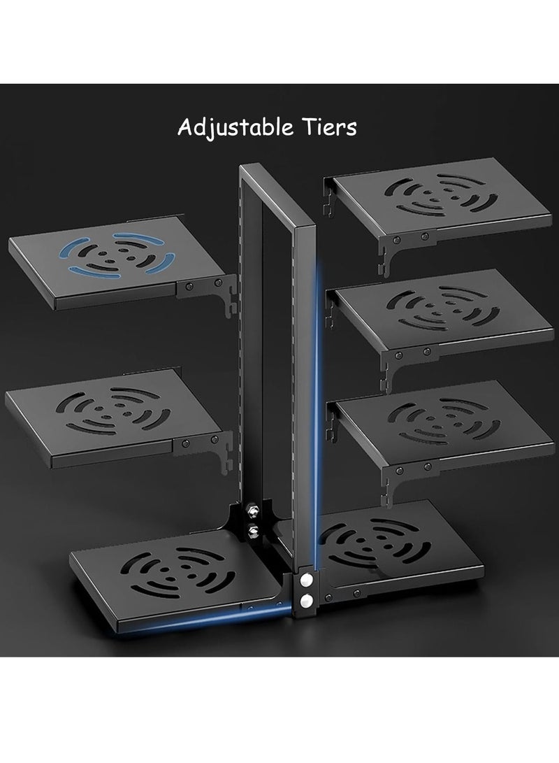 TYCOM Pots and Pans Organizer for Cabinet,Kitchen Organizer and Storage Rack,Space Saving Stand with Adjustable Dividers,7 Layer Double Sided With Panel Black. - Image 2