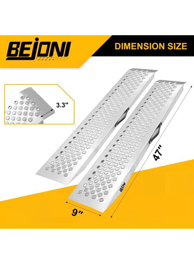 BEJONI 47" Steel Loading Ramp, 1300 lbs/PR Capacity, Anti-Slip Ramps for Lawn Mower, Motorcycle, Shed Loading Ramp for Snow Blower, ATV, Quad, 2PC - Image 2