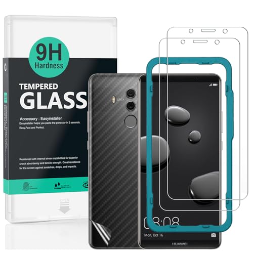 Ibywind Screen Protector For Huawei Mate10 Pro,with 2Pcs Tempered Glass,1Pc Backing Carbon Fiber Film [Fingerprint Reader,Easy to install] - Image 1