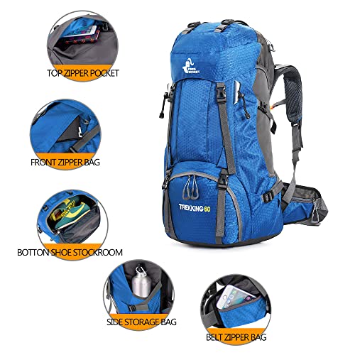 Bseash 60L Waterproof Hiking Camping Backpack with Rain Cover, Large Outdoor Sport Travel Daypack Rucksack for Climbing - Image 3