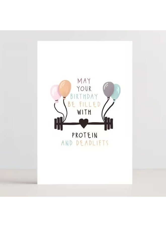 Kandid Birthday Greeting Card with Envelope, Gym Design Print (Happy Birthday, Protein and Deadlifts) - Image 4