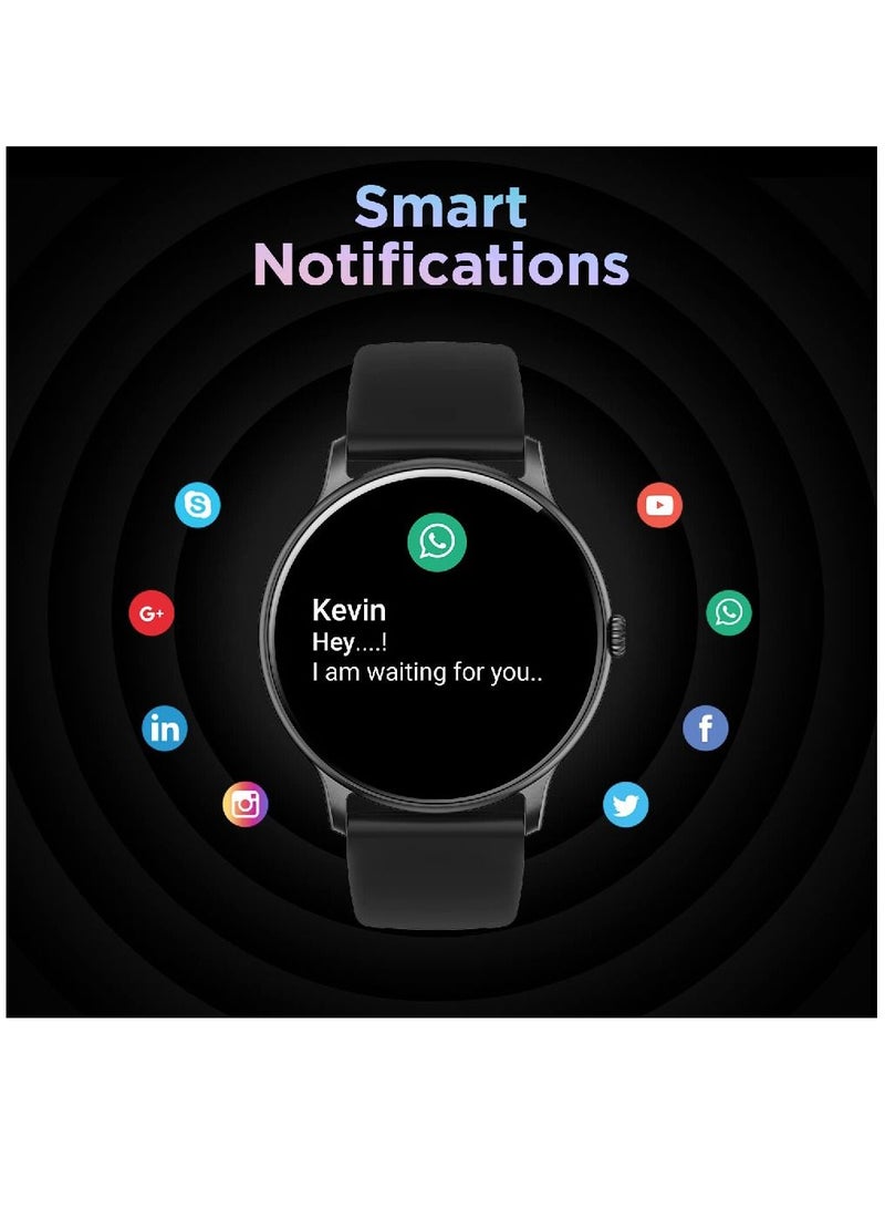 Zoom Plus Bluetooth Calling Round Dial Full Touch Multi-Function Smartwatch For Men & Women Black - Image 4