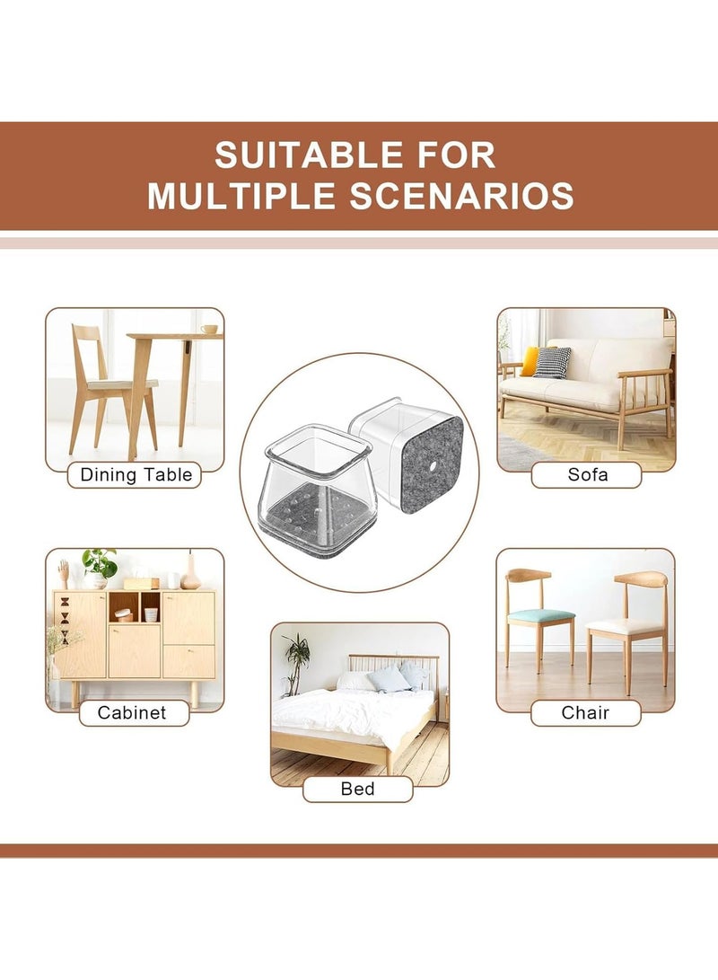 يلا بيك 12  قطعة من واقيات ارجل الاثاث وسادات سيليكون شفافة غير قابلة للانزلاق، قابلة لاعادة الاستخدام، للكراسي وارجل الكراسي والارضيات الصلبة - Image 3