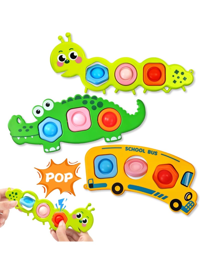 Winray 3 Pack Fidget Popper Sensory Toys for Toddlers, Pop it Toy for 1-3 Year Old Boys Girls - Travel, Holiday, Christmas Valentine Day Gifts - Image 1
