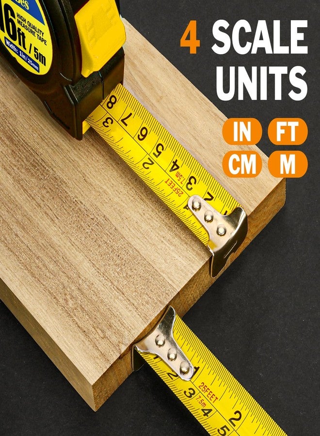YesBes Tape Measure 16 ft, 8 Pack Bulk Easy Read Measurement Tape, Self-Locking Measuring Tape Retractable 16 FT by 1 in - Image 3
