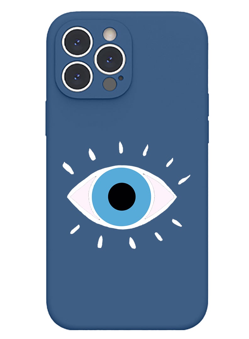 Theodor Protective Slim Fit Case Liquid Silicone Cover with Full Body Protection Anti-Scratch Shockproof Case For iPhone 12 Pro Max Blue  - Eye B copy - Image 1