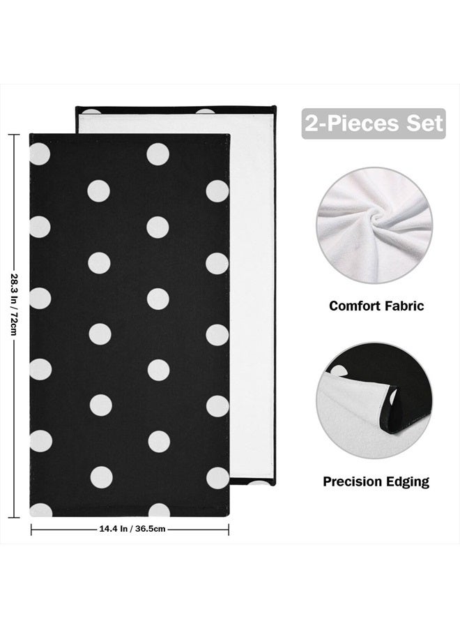 Giwawa Black and White Hand Towel - Vintage Black White Polka Dot Bathroom Hand Towels Modern Simple Face Towels Absorbent Fingertip Towels for Kitchen Gym 14 x 28 Inch, Set of 2 - Image 1