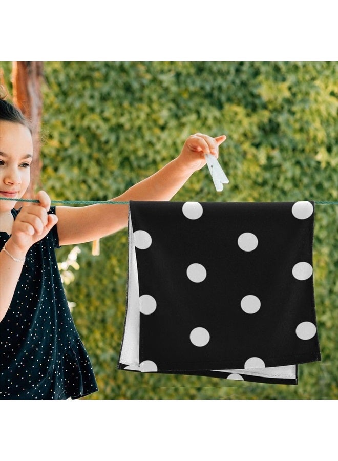 Giwawa Black and White Hand Towel - Vintage Black White Polka Dot Bathroom Hand Towels Modern Simple Face Towels Absorbent Fingertip Towels for Kitchen Gym 14 x 28 Inch, Set of 2 - Image 4