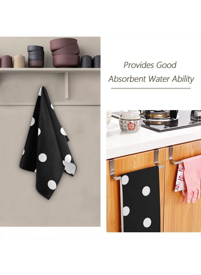 Giwawa Black and White Hand Towel - Vintage Black White Polka Dot Bathroom Hand Towels Modern Simple Face Towels Absorbent Fingertip Towels for Kitchen Gym 14 x 28 Inch, Set of 2 - Image 3