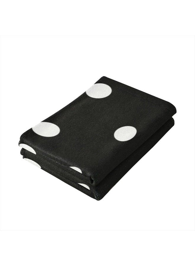 Giwawa Black and White Hand Towel - Vintage Black White Polka Dot Bathroom Hand Towels Modern Simple Face Towels Absorbent Fingertip Towels for Kitchen Gym 14 x 28 Inch, Set of 2 - Image 5