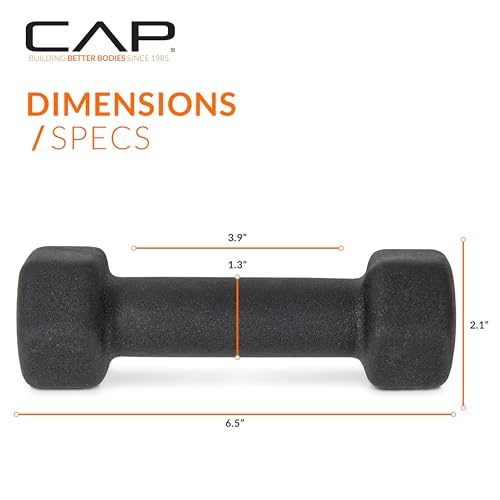 CAP Barbell Neoprene Dumbbell Weights, 3 lb Pair, Black - Image 4