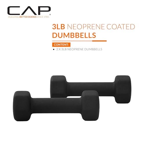 CAP Barbell Neoprene Dumbbell Weights, 3 lb Pair, Black - Image 2