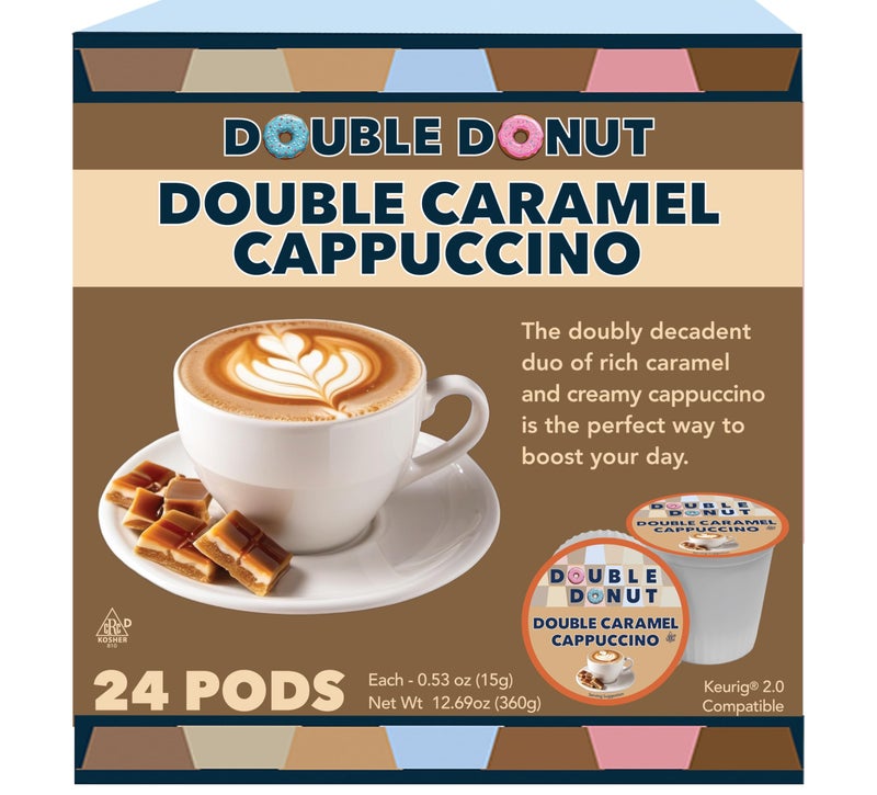Double Donut Coffee Cappuccino Pods Caramel Cappuccino Single Serve for Keurig K Cups Brewers 24 Count - Image 3