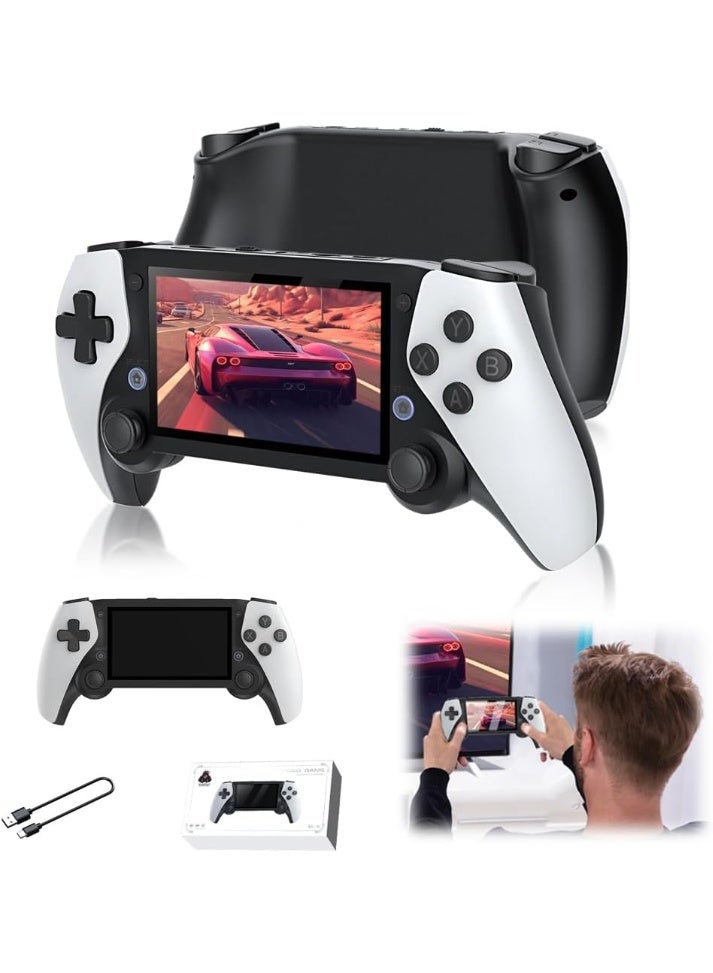 MUNTAQI وحدة ألعاب محمولة م25 ريترو بشاشة IPS 4.3 بوصة، عصا تحكم ثلاثية الأبعاد، بطارية 3000 مللي أمبير، مشغل ألعاب محمول، وحدة ألعاب فيديو ريترو للأطفال والبالغين، جهاز ألعاب آركيد كلاسيكي - Image 1