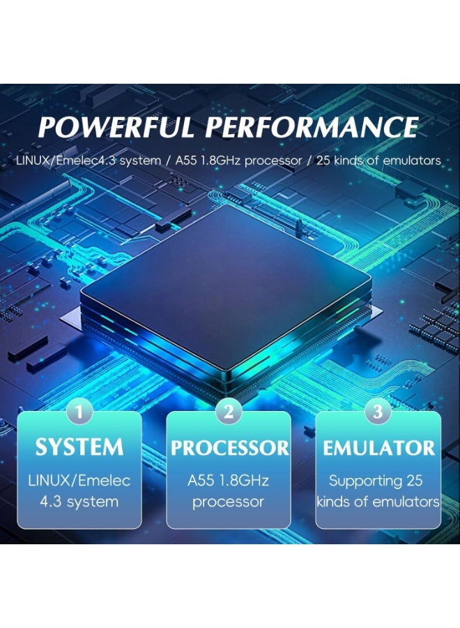 MUNTAQI وحدة ألعاب محمولة م25 ريترو بشاشة IPS 4.3 بوصة، عصا تحكم ثلاثية الأبعاد، بطارية 3000 مللي أمبير، مشغل ألعاب محمول، وحدة ألعاب فيديو ريترو للأطفال والبالغين، جهاز ألعاب آركيد كلاسيكي - Image 2