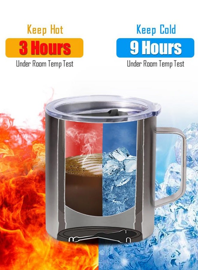 SUNWILL Insulated Coffee Mug with Lid, Travel Tumbler with Handle, 14 oz Stainless Steel Cup for Camping, Office, Home, Powder Coated Caramel - Image 3