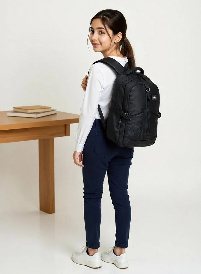 Kappa Logo Print School Backpack With Adjustable Straps And Zip Closure - 17X35X48 Cm