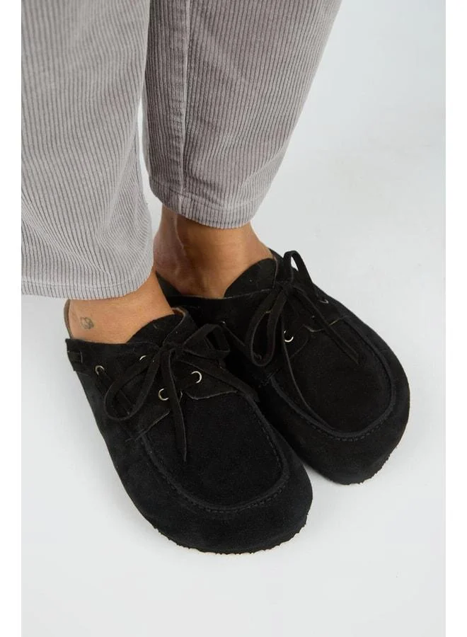 Manijero  Karis Women's Genuine Leather Laced Sabo Black Slippers. for Women | Best Price UAE