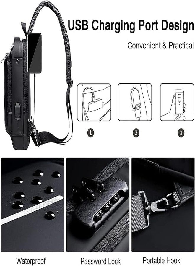 GRAVINO Multifunction Anti-Theft Sling Bag - Password-Protected Crossbody Chest Backpack with USB Charging Port, Lightweight and Durable for Travel, Work, and Everyday Use - Image 5