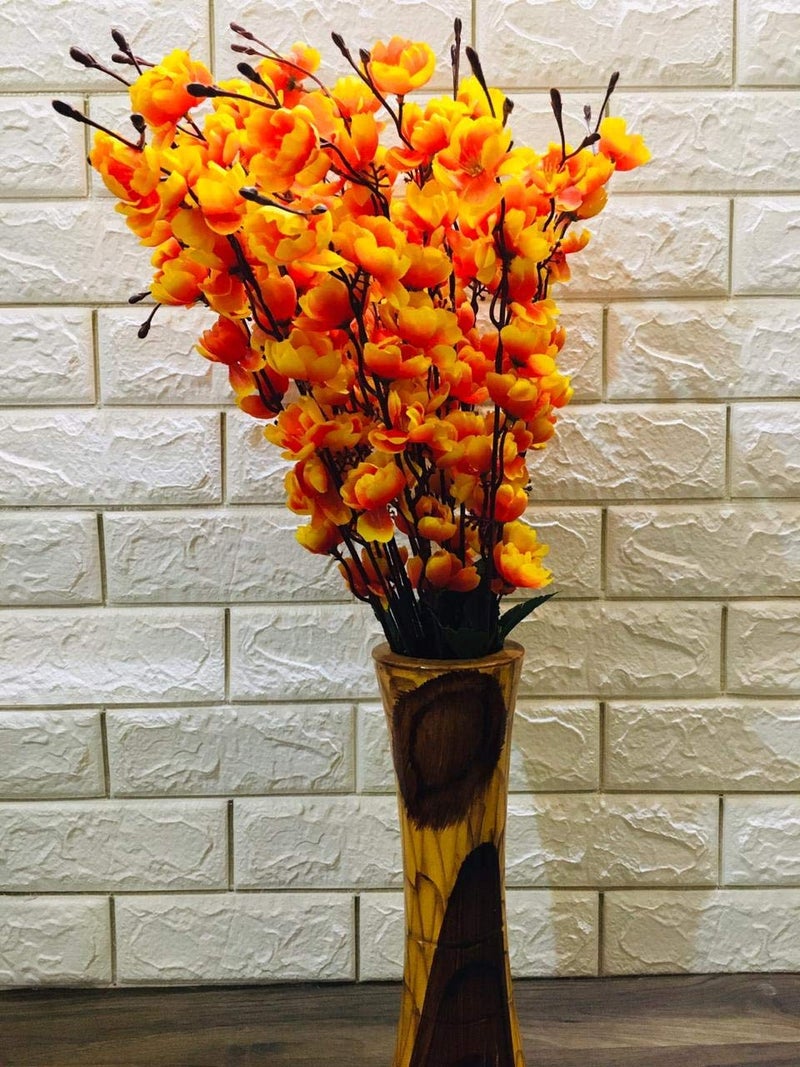 Coolkart Plastic Orchid Flower Cherry Peach Blossom Flower Bunch For Vase, Home Decor, Office Decor Without Vase,(Orange) - Image 2
