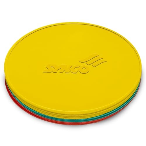 Synco Spot Markers (Pack of 10) Agility Flat Rubber Markers with Diamond Textured Non Slip Grip for Soccer, Basketball, Speed Agility Training and Drills | for Kids/Adult (Multicolor) - Image 1
