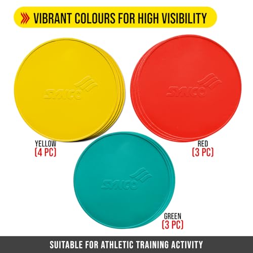 Synco Spot Markers (Pack of 10) Agility Flat Rubber Markers with Diamond Textured Non Slip Grip for Soccer, Basketball, Speed Agility Training and Drills | for Kids/Adult (Multicolor) - Image 4