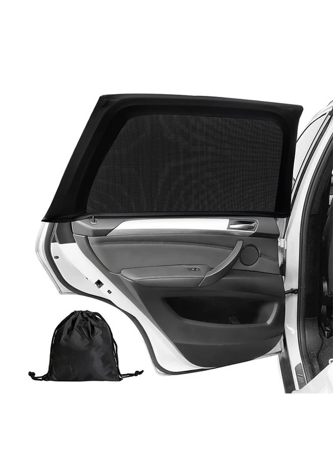 Black Car Sunshade 2pcs Thickened Mesh Side Window Heat Insulation Privacy Curtain - Image 1