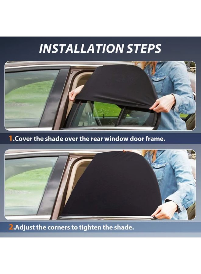 Black Car Sunshade 2pcs Thickened Mesh Side Window Heat Insulation Privacy Curtain - Image 3