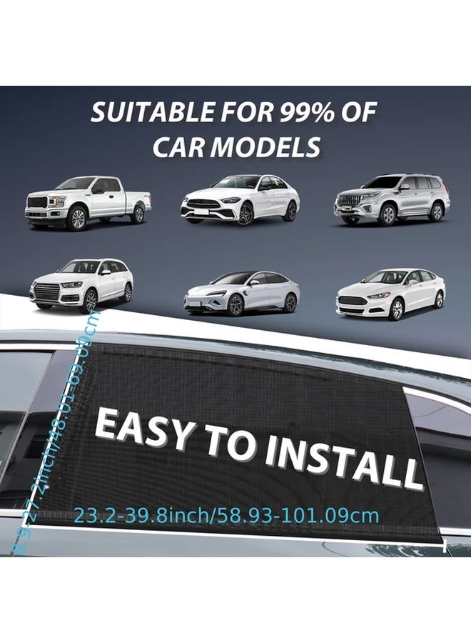 Black Car Sunshade 2pcs Thickened Mesh Side Window Heat Insulation Privacy Curtain - Image 2
