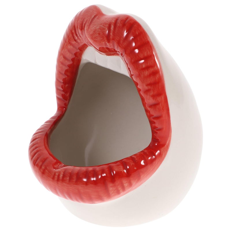 Creative Red Ceramic Big Mouth Cigar Cigarette Ashtray Holder Decorative Home Living Room Accent - Image 2