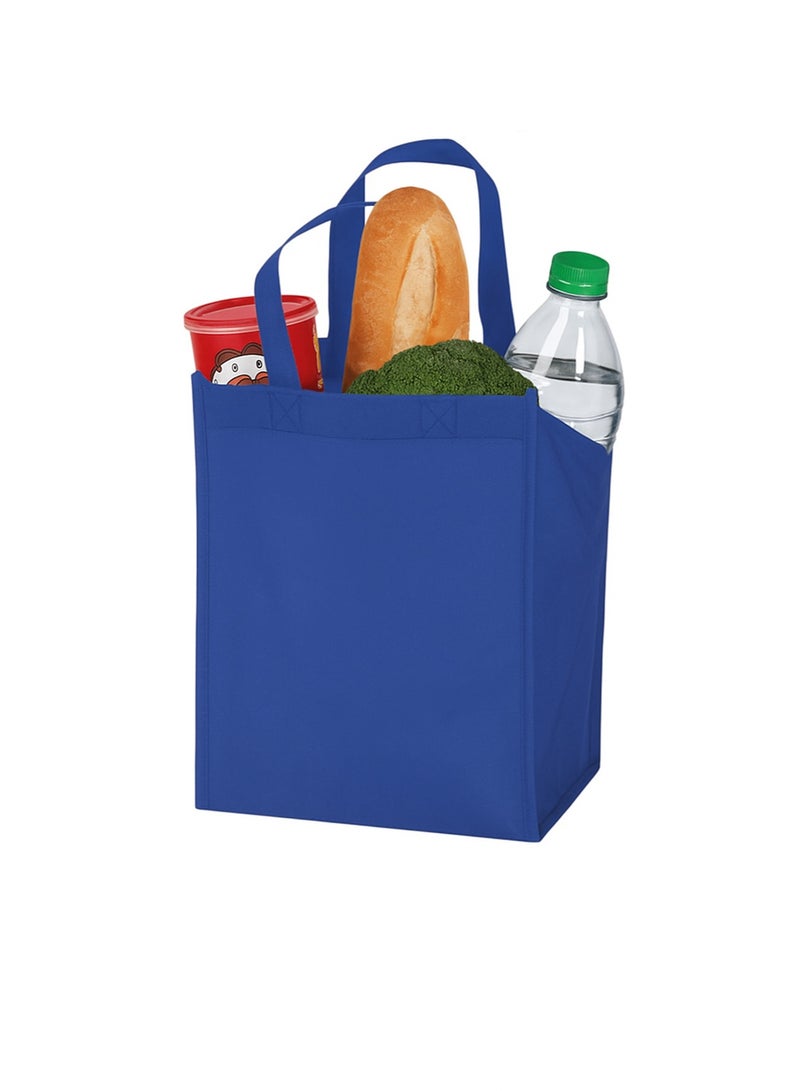 giftology حقيبة تسوق غير منسوجة عمودية زرقاء ملكية - حقيبة قابلة لإعادة الاستخدام صديقة للبيئة، 38 × 30 × 10 سم حقيبة قماش متينة لحمل البقالة والتسوق والاستخدام اليومي - Image 4