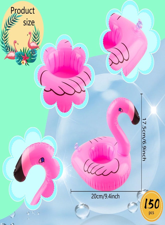 Sonarun 150 Pack Inflatable Flamingo Drink Holders Pink Flamingos Drink Floats Flamingo Floating Cup Coasters for Summer Beach Pool Swim Party - Image 2