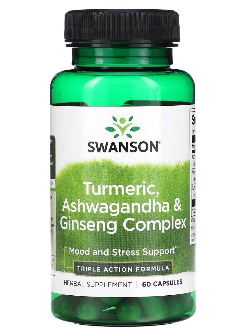 Swanson, Turmeric, Ashwagandha & Ginseng Complex, 60 Capsules