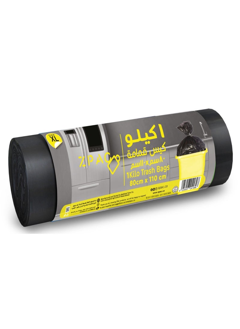 zpac - Zpac Trash Bag Roll 1 kg, 80 cm x 110 cm Size - Image 1