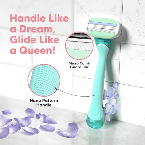 LetsShave Evior 3 Senstive Razor Blade Refills for Women (Pack of 4) | Dual Moisture Bar infused with Aloe vera | Bikini Area & Full Body Hair Removal Blades - Image 5