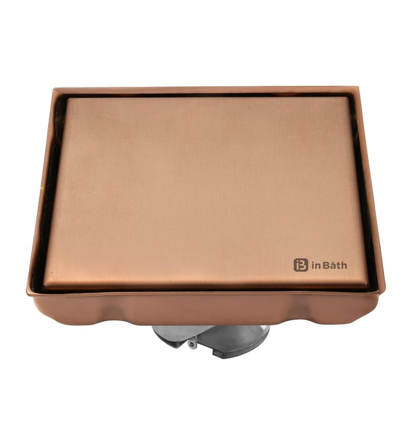 InBāth InBath Rose Gold 5x5 Inches Tile Insert Drain with Anti Cockroach Trap TileMarble Insert Floor DrainStainless Steel 304 Grade Tile Drainer Rose Gold Finish - Image 1