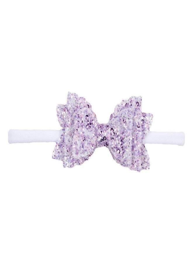 Nishine Baby Girls Nylon Headbands and Bows Toddler Glitter Bowknot Hairbands Newborn Hair Accessories Gift Party Shower (Set B-6pack) - Image 4