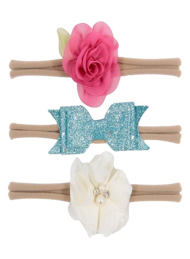 Nishine Baby Girls Nylon Headbands and Bows Toddler Glitter Bowknot Hairbands Newborn Hair Accessories Gift Party Shower (Set B-6pack) - Image 3