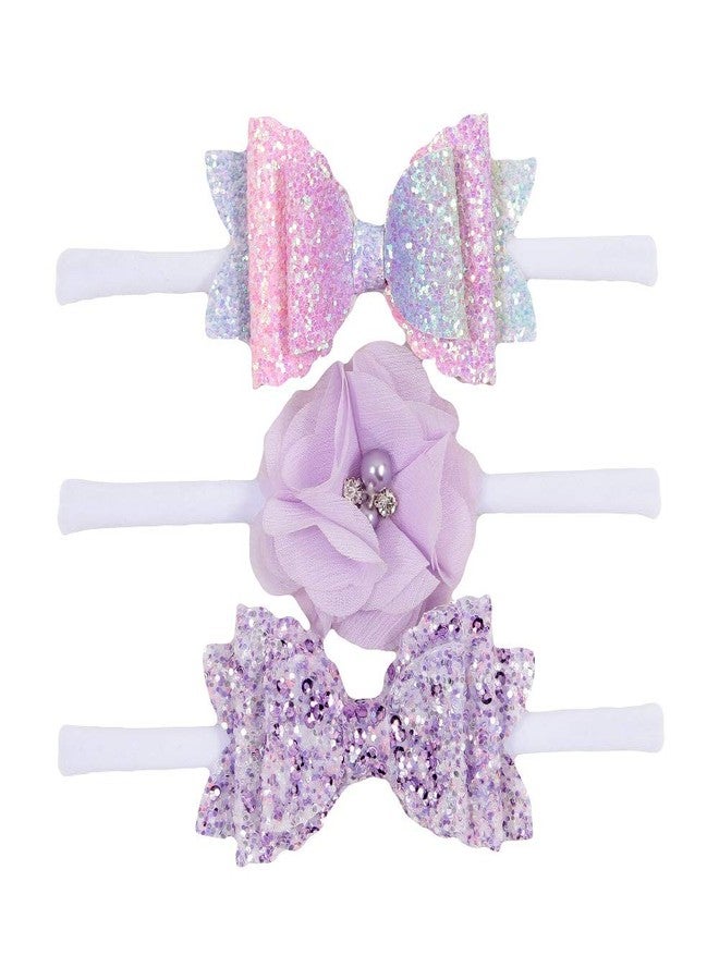 Nishine Baby Girls Nylon Headbands and Bows Toddler Glitter Bowknot Hairbands Newborn Hair Accessories Gift Party Shower (Set B-6pack) - Image 2