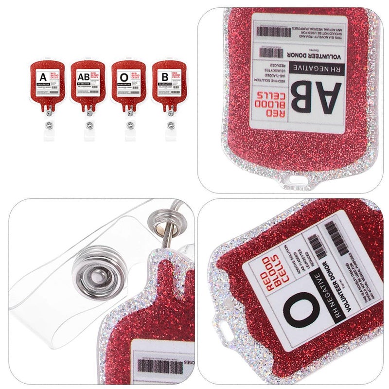 Homsfou 4Pcs Medical Badge Reel Set With Retractable Glitter Alligator Clip Acrylic Nurse Id Card Holder For Hospital Clinic Healthcare Professionals - Image 4